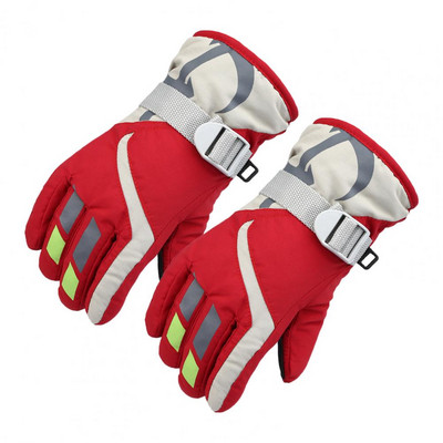 Children Outdoor Gloves Winter Warm Gloves Full Fingers Fleece Thermal Ski Gloves Waterproof Fabric Kids Cycling Skiing Mittens