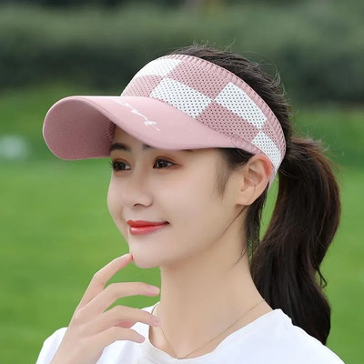 Summer Sun Hat Golf Hat Women Solid Color Elastic Crochet Bonnet Female Outdoor Sports Visors Girl Sunshade Empty Top Cap