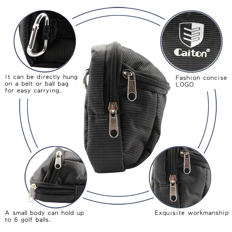 1 tk Väike golfipalli kott konksuga nailonist mahutab 6 golfipalli kaasaskantav minigolfi palli vöökott välispordiks