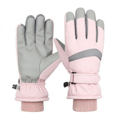 Ski Gloves Anti Slip High-density Plush Mittens Cold Proof Gloves Waterproof Riding Gloves Pu Outdoor Mittens Thickened