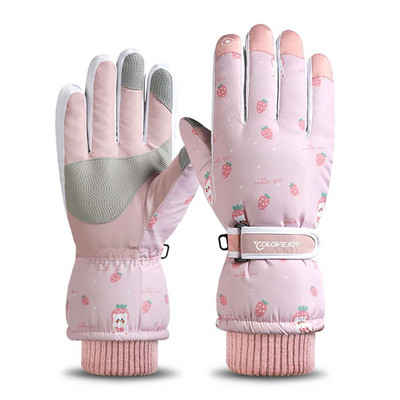 Ski Gloves Women`s Warm Waterproof Anti-skid Riding Gloves Full Finger Touch Screen Gloves