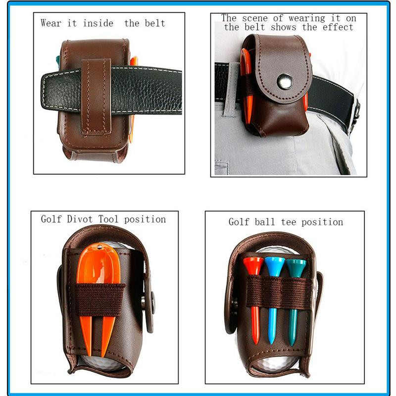 Govs ādas golfa bumbiņu un t-kreklu turētājs Divot instrumentu pārnēsāšanas somiņas somas glabāšanas futrālis (piederumi, krāsu nejaušība)
