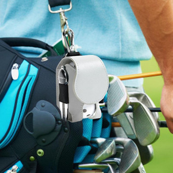 Чанта за държач на топка за голф Преносима чанта за голф, висяща на талията, Чанта за съхранение на топка с катарама Универсална спортна кожена чанта за голф на кръста
