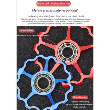 MTB 9T 11T 13T 15T ποδηλάτου πίσω ντεραγιέρ τροχαλίας τροχαλίας κεραμικού ρουλεμάν CNC οδηγός ποδηλάτου δρόμου Roller Idler Part Cycling Εξάρτημα
