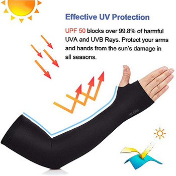 1 ζεύγος Unisex μανίκια βραχίονα Προστασία από τον ήλιο UV Cooling Ice Silk μανίκια μπράτσο Κάλυμμα Ποδηλασία εξωτερικού χώρου Τρέξιμο ψάρεμα Προστασία UV