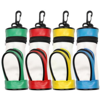 Нова чанта за съхранение на топки за голф за мъже и жени на открито Висококачествена чанта за голф от изкуствена кожа с аксесоари за 3 топки за голф