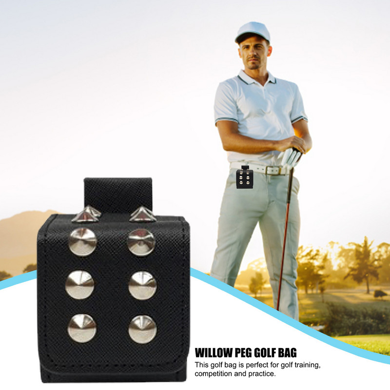 Μίνι θήκη για μπάλα του γκολφ PU Δερμάτινη ζώνη μέσης Θήκη για μπάλα γκολφ Φορητή τσάντα μεταφοράς ζώνης μέσης Πριτσίνια Βοηθητική θήκη θήκης για μπάλα του γκολφ