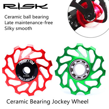 RISK Mountain Road Bike Rear Derailleur Pulley 11T Guide MTB Ceramic Bearing Aluminum AlloyJockey Wheel For Shimano Sram