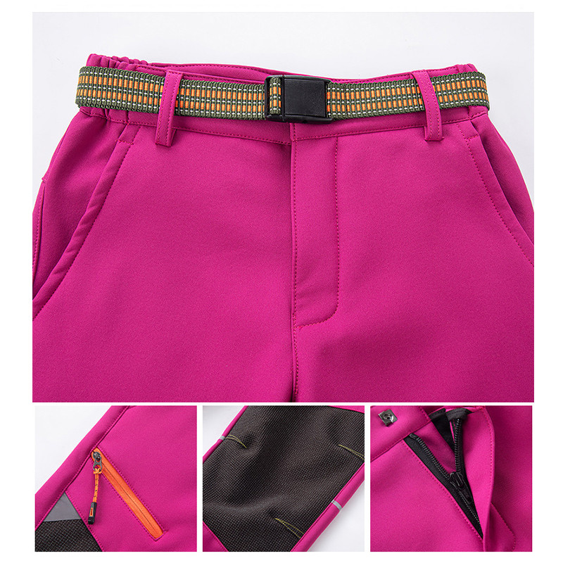 TRVLWEGO laste talvised matkapüksid matkasuusapüksid veekindlad tuulekindlad fliisvoodriga soojad paksud Soft Shell matkasuusapüksid