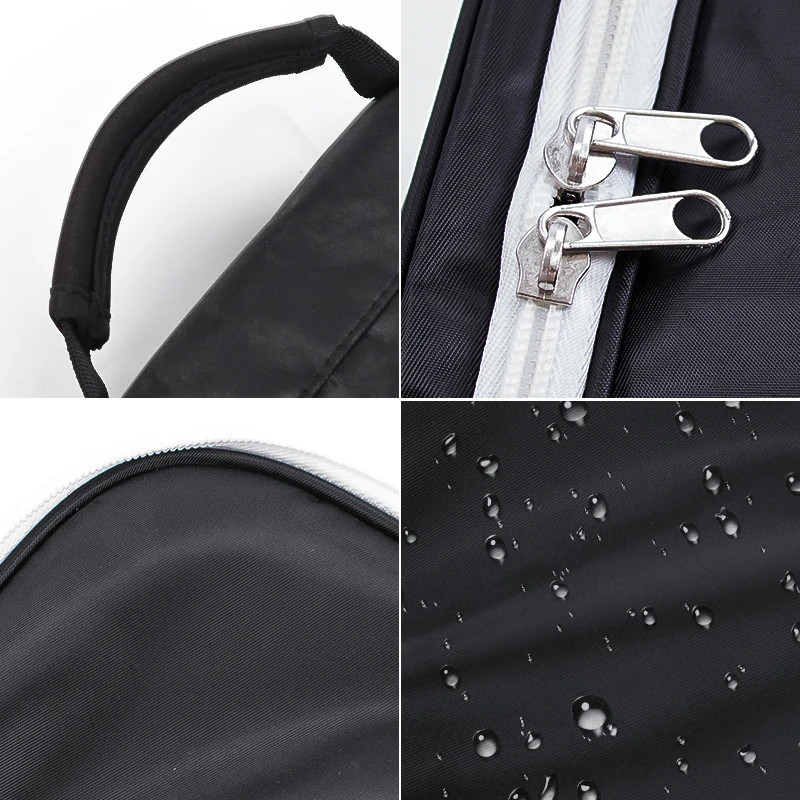 Golfa apavu soma — apavu pārnēsāšanas somas ar rāvējslēdzēju ar ventilāciju un ārējo kabatu zeķēm, krekliņiem utt. Lieliska uzglabāšana (melna)