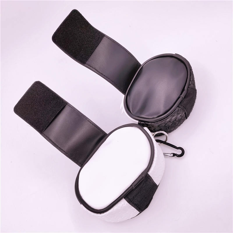 PU väike golfipallikott Minigolfikotid koos tõmblukuga väikese taskuga, Unisex, MUST VALGE