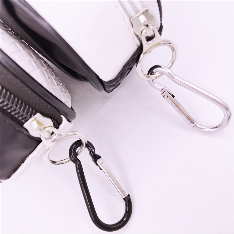 PU väike golfipallikott Minigolfikotid koos tõmblukuga väikese taskuga, Unisex, MUST VALGE