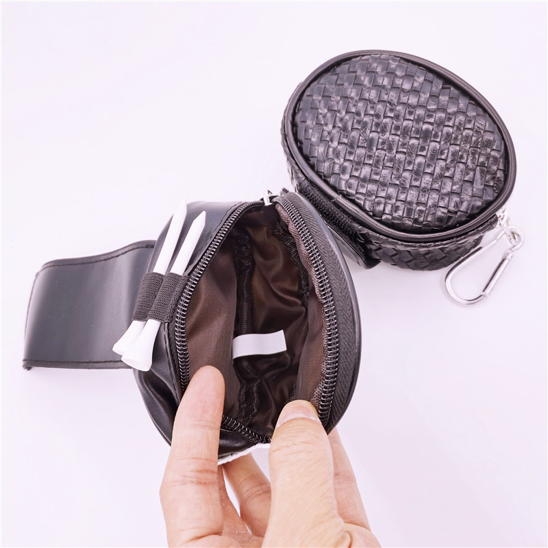 PU väike golfipallikott Minigolfikotid koos tõmblukuga väikese taskuga, Unisex, MUST VALGE