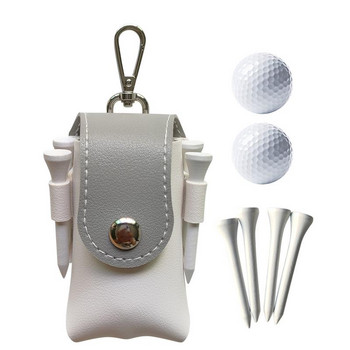 Мини чанта за топка за голф с 2 топки за голф 4 TEE Чанта за съхранение на кръста за голф Калъф PVC топки за голф Джоб Защитно покритие Консумативи за голф