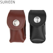 Mini hordozható bőrcsipesz övön Golf labdatáska golfpólók és Divot szerszámtartó táska, deréktáska, 2 labda tárolására