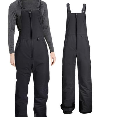 Insulated Ski Pants Overalls Ripstop Warm Insulated Snowboard Overalls Comfortable Snow Bibs Ski Pants For Men And Women Black