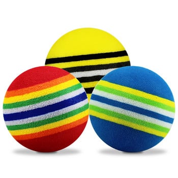 50 τεμάχια/τσάντα Golf Ink Balls Golf Rainbow Stripe Balls EVA Indoor Foam Soft Ball Swing Training Golf Auxiliary Practice Ball