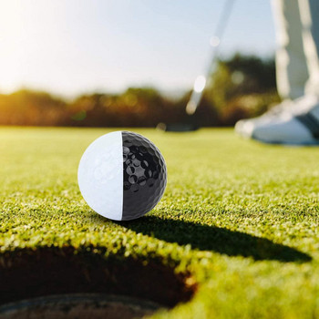 Топка за голф Два цвята Черен Бял Линия за прицелване Двуслойна тренировъчна топка за голф Аксесоар за тренировка