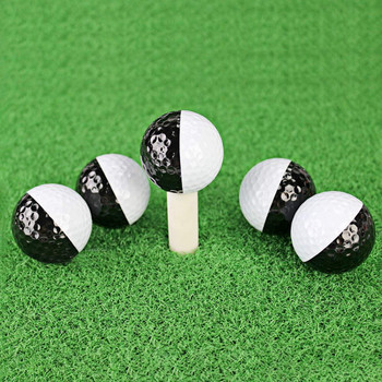 Топка за голф Два цвята Черен Бял Линия за прицелване Двуслойна тренировъчна топка за голф Аксесоар за тренировка