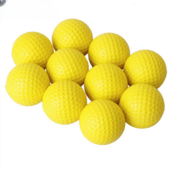 10 бр. Жълти топки за голф от PU пяна Гъба Еластична тренировка на закрито на открито