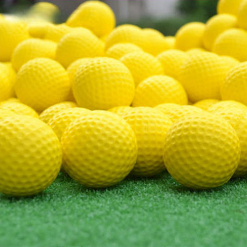 10 buc. mingi de golf din spumă PU galbenă, cu burete elastic, antrenament pentru antrenament în aer liber