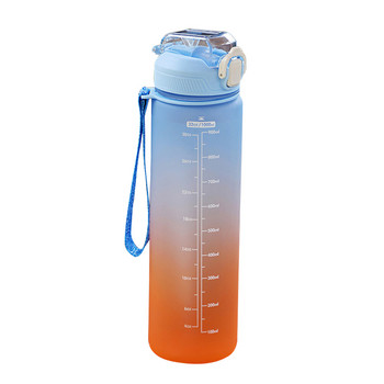 1000 ml пластмасова бутилка за вода с маркер за време Фитнес на открито Спорт Непропусклива чаша за напитки с дръжка Спортен чайник