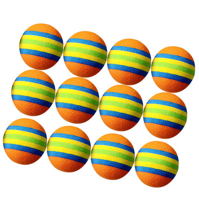 12 бр. Топки с модел на ивици EVA топка Цветни топки Котка Топки за игра на домашни любимци Тренировъчна топка (оранжева, синя, жълта, зелена ивица)