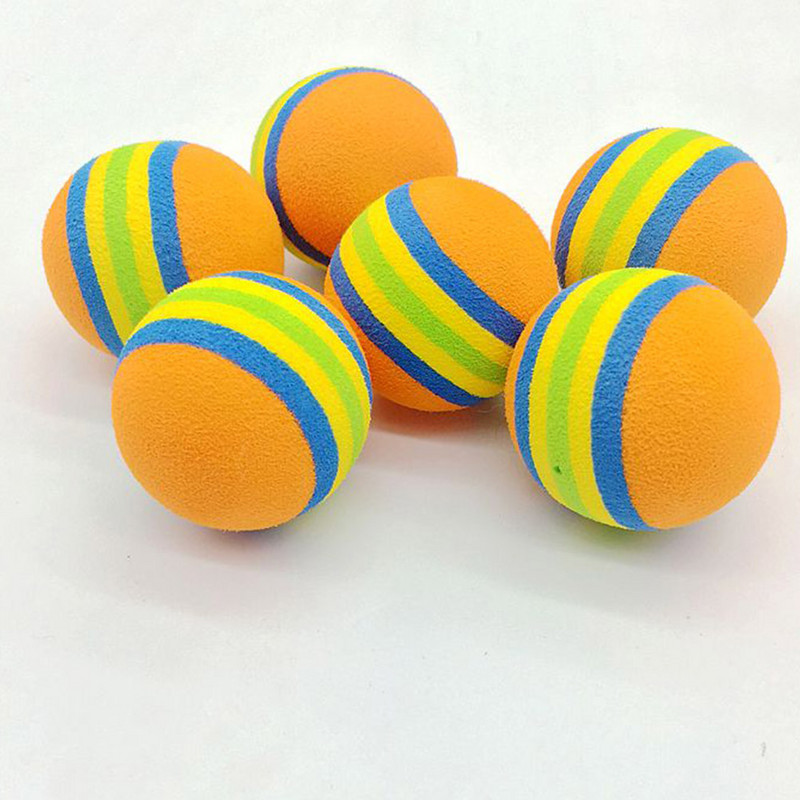12 vnt. rutuliukai su juostelėmis EVA kamuoliukai Spalvingi kamuoliukai kačių žaidimo kamuoliukai treniruočių kamuoliukai (oranžinė, mėlyna, geltona, žalia juostelė)