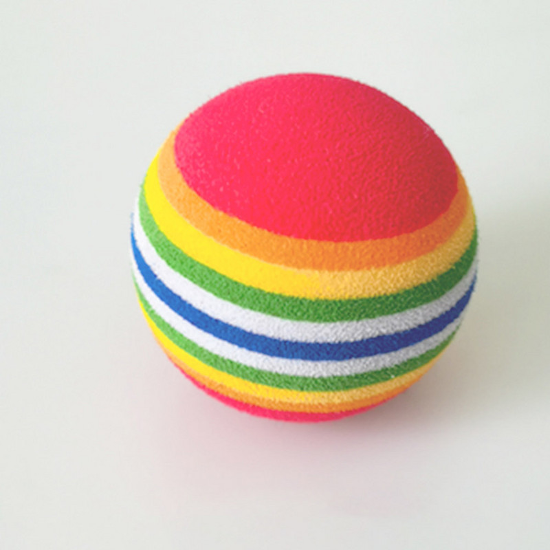 12 vnt. rutuliukai su juostelėmis EVA kamuoliukai Spalvingi kamuoliukai kačių žaidimo kamuoliukai treniruočių kamuoliukai (oranžinė, mėlyna, geltona, žalia juostelė)