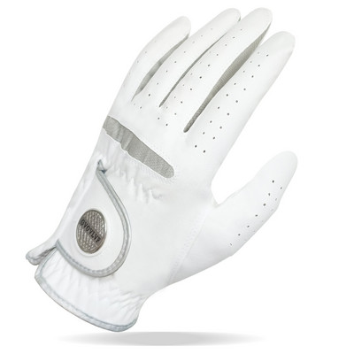 1 бр. Мъжки ръкавици за голф Микро мека материя, дишаща, удобна, с магнитен маркер, сменяема за голфъри, бяла