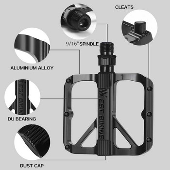 Πεντάλ ποδηλάτου Εξαιρετικά ελαφρύ κράμα αλουμινίου DU Αντιολισθητικό ποδήλατο δρόμου Επίπεδα πεντάλ Ποδήλατο ρουλεμάν Πεντάλ ποδηλάτου BMX