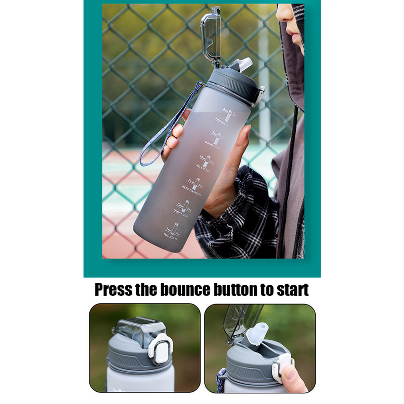 1000 ml spordiveepudel ajamarkeriga Outdoor Gym Fitness kaasaskantavate tassidega