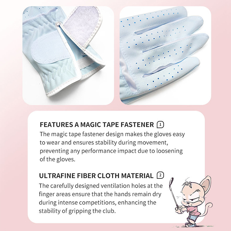 1 par GOG GOLF RUKAVICA PLAVE Profesionalne prozračne nebesko plave meke tkanine Za žene lijeve i desne ruke