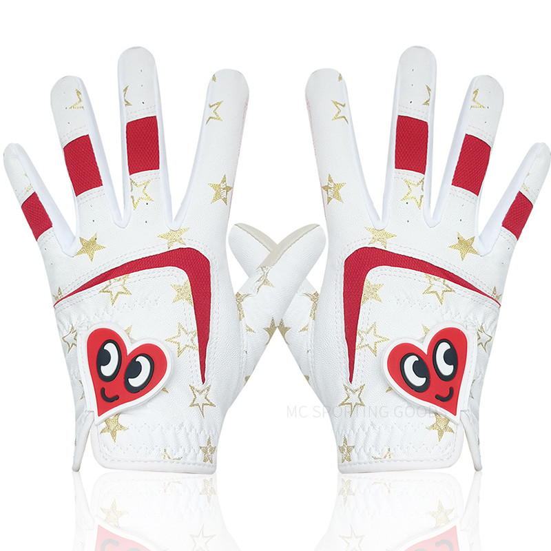 Laste golfikindad 1 paar PU nahast libisemisvastane spordikinnas valge sinine punane armas disain poistele tüdrukutele teismeeas uus hingav