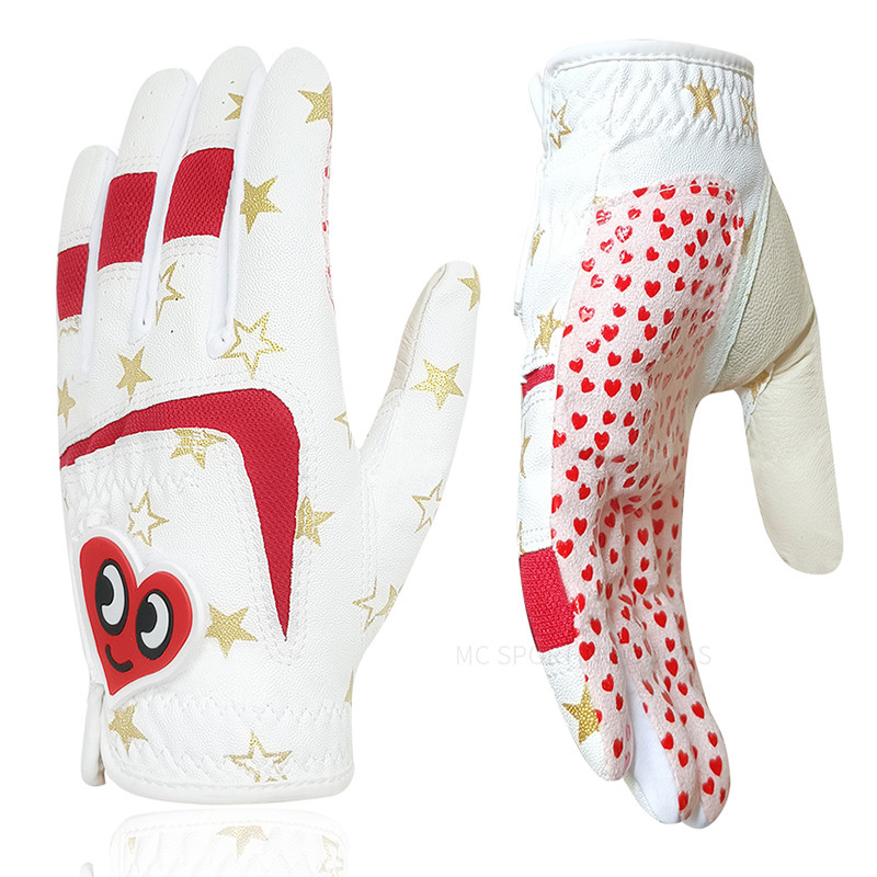 Laste golfikindad 1 paar PU nahast libisemisvastane spordikinnas valge sinine punane armas disain poistele tüdrukutele teismeeas uus hingav