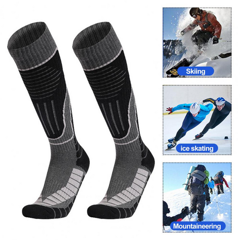 Põlveni ulatuvad soojad sokid Suure jõudlusega termosuusasokid libisemiskindlad mansett hingavad niiskust imavad lumelauaspordid mugavuse tagamiseks