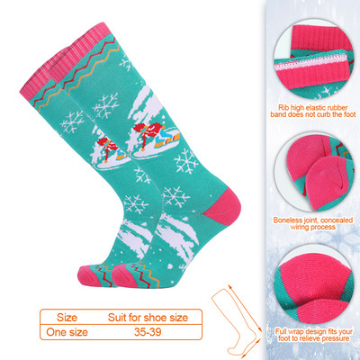 Loogdeel Γυναικείες θερμικές κάλτσες Snowboard Ski, Winter High Tube, απορροφούν τον ιδρώτα, μαλακές, υψηλές ελαστικές κάλτσες εξωτερικού χώρου, ζεστές αθλητικές κάλτσες για χιόνι