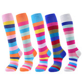 GOBYGO Slidinėjimo Kojinės Berniukai Merginos Lauko Sportas Pastorintos Kilpinės Kojinės Ilgos Dryžuotos Vaikų Riedučių kojinės