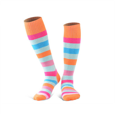 GOBYGO Slidinėjimo Kojinės Berniukai Merginos Lauko Sportas Pastorintos Kilpinės Kojinės Ilgos Dryžuotos Vaikų Riedučių kojinės