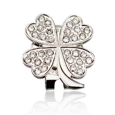 1kom New Beatiful Crystal Four leaf Clover Golf Hat Clip Marker za golf loptice Veleprodaja