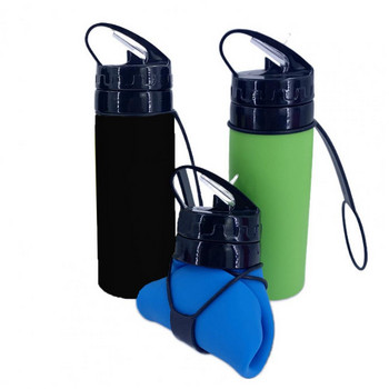 Πτυσσόμενο μπουκάλι νερού 450 ml με λαβή χωρίς διαρροές τροφίμων χωρίς διαρροή BPA ταξιδιωτικό αθλητικό πτυσσόμενο μπουκάλι νερού