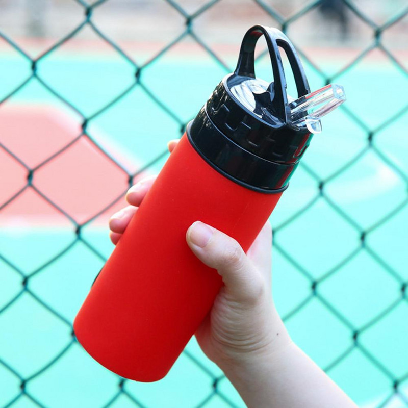 450 ml kokkupandav käepidemega veepudel BPA-vaba toidukvaliteediga lekkekindel reisispordi jaoks kokkupandav veepudel