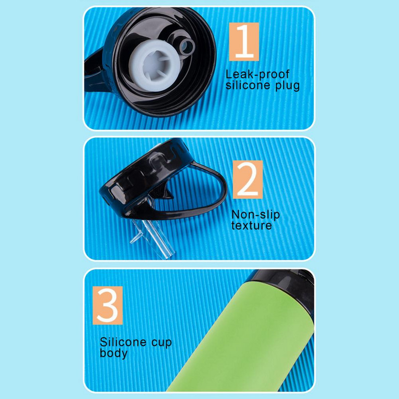 450 ml kokkupandav käepidemega veepudel BPA-vaba toidukvaliteediga lekkekindel reisispordi jaoks kokkupandav veepudel