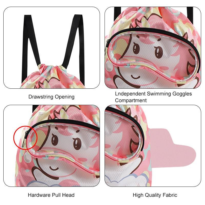 Laste multifilmide ujumiskott, veekindel lastele, naistele, märjad kuivad riided jalatsitega kaitseprillid hoiukott Basseini spordiseljakott