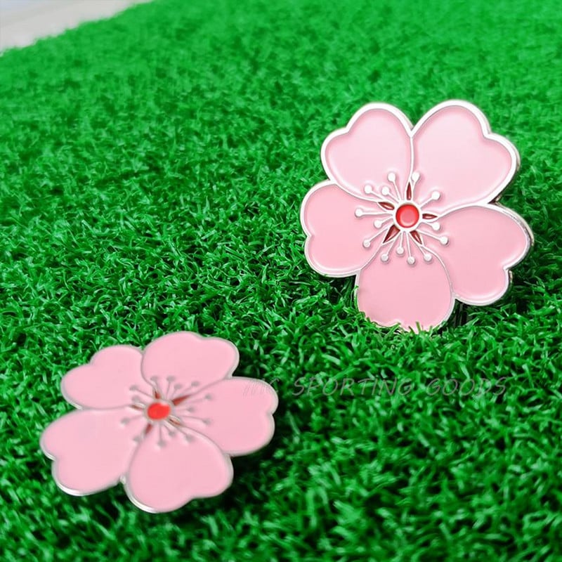 Eemaldatav roosa lillemustriga golfimütsi klamber koos väikese lillelise magnetmarkeriga tüdrukutele, naistele mõeldud golfitarvikute sulamist marker