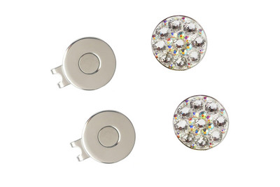 2vnt krištoliniai golfo kamuoliukų žymekliai su golfo kepurės segtuku, skirti panelei golfo žaidėjui