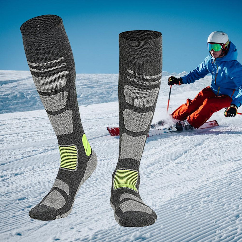 1 pereche de șosete de schi anti-alunecare până la genunchi Ciorapi termici pentru snowboard, design fără sudură, șosete sportive îngroșate pentru vreme rece