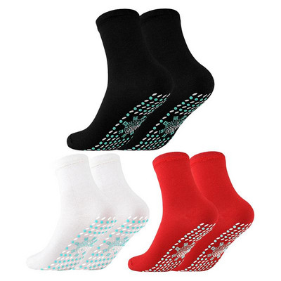 1 Pair Heated Socks Self-heating Health Socks Magnetic Comfortable Breathable Winter Warm Unisex Heated Cotton Socks Feet Warmer