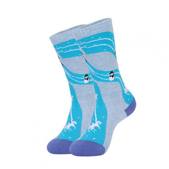 1 чифт здрави туристически чорапи Коледни ски чорапи с контрастен цвят Поглъщащи потта Затоплящи меки дебели детски обувки Ски чорапи