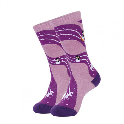 1 ζευγάρι ανθεκτικές κάλτσες πεζοπορίας με αντίθεση χρώματος Χριστουγεννιάτικες κάλτσες σκι που απορροφούν τον ιδρώτα Keep Warm Μαλακές χοντρές παιδικές κάλτσες για σκι